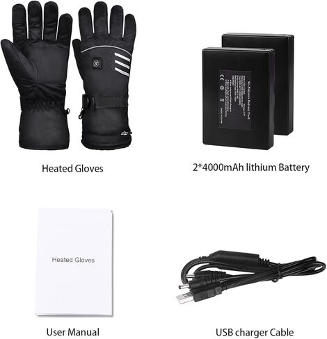 قفازات ساخنة وقفازات شتوية، قفازات للدراجات النارية، 3 مستويات تسخين، قفازات مقاومة للماء وقابلة لإعادة الشحن تعمل باللمس، لجميع أنواع الأنشطة الخارجية للرجال والنساء مقاس L (مقاس XL: B08NXPHC3H) in Kuwait