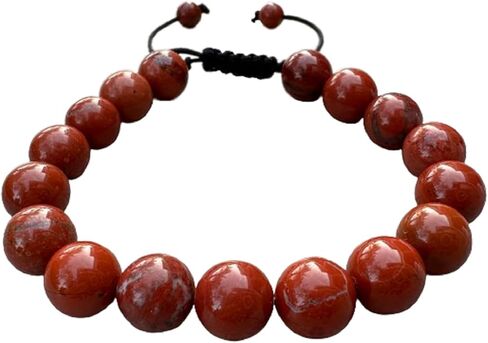 GAF TREASURES الصف A ++ سوار من الأحجار الكريمة المستديرة قابل للتعديل 10 مم، سوار من الخرز الكريستالي الأصلي، هدية للرجال والنساء in Kuwait