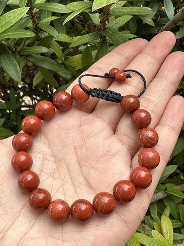 GAF TREASURES الصف A ++ سوار من الأحجار الكريمة المستديرة قابل للتعديل 10 مم، سوار من الخرز الكريستالي الأصلي، هدية للرجال والنساء in Kuwait