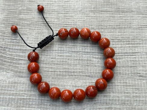 GAF TREASURES الصف A ++ سوار من الأحجار الكريمة المستديرة قابل للتعديل 10 مم، سوار من الخرز الكريستالي الأصلي، هدية للرجال والنساء in Kuwait