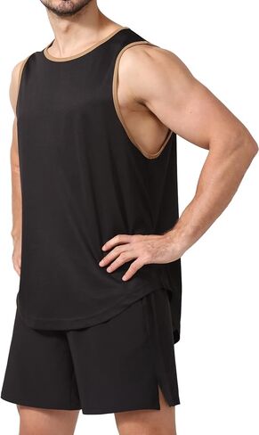 Aixdir Men's Workout Tank Tops Swim Beach Sleeveless Shirt Quick Dry Gym Muscle Shirts Bodybuilding Fitness in Saudi Arabia