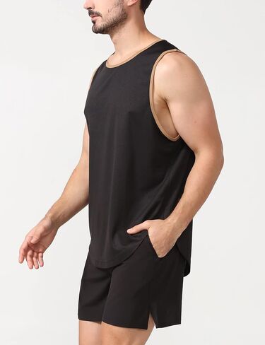 Aixdir Men's Workout Tank Tops Swim Beach Sleeveless Shirt Quick Dry Gym Muscle Shirts Bodybuilding Fitness in Saudi Arabia