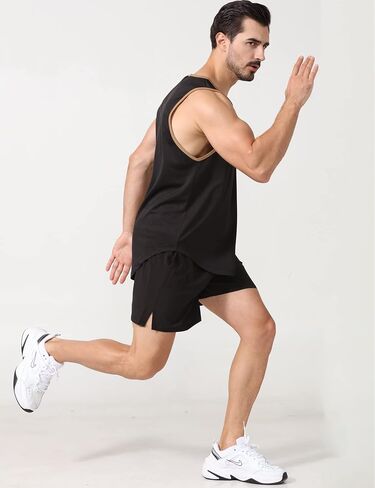 Aixdir Men's Workout Tank Tops Swim Beach Sleeveless Shirt Quick Dry Gym Muscle Shirts Bodybuilding Fitness in Saudi Arabia
