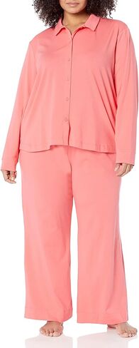 Amazon Aware طقم بيجامة قطنية مريحة للنساء بأكمام طويلة وسروال (متوفر بمقاس كبير) in Kuwait