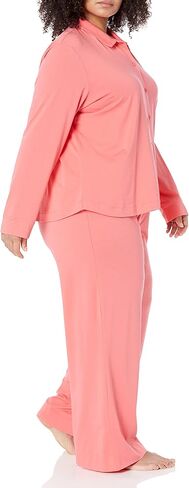 Amazon Aware طقم بيجامة قطنية مريحة للنساء بأكمام طويلة وسروال (متوفر بمقاس كبير) in Kuwait