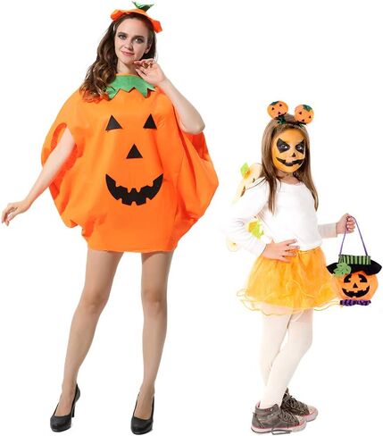 FEPITO 4Pcs Unisex Adult Halloween Pumpkin Costume Funny Halloween Costumes Orange Pumpkin Cosplay Party Clothes in Saudi Arabia
