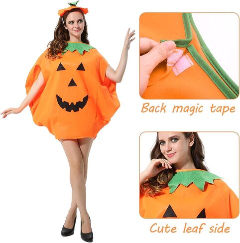 FEPITO 4Pcs Unisex Adult Halloween Pumpkin Costume Funny Halloween Costumes Orange Pumpkin Cosplay Party Clothes in Saudi Arabia