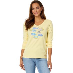 Life is Good Watercolor Tropical Fish Long Sleeve Crusher™ Vee Sandy Yellow MD (US 8-10) in Saudi Arabia