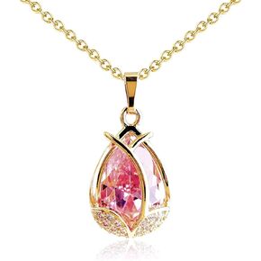 TIMIYES Gold Dainty Pendant Necklace 18K Gold Plated Tulip Crystal Necklace for Women Girl Gifts Jewelry in Saudi Arabia