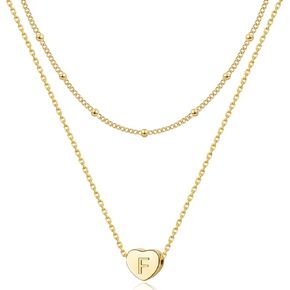 Momlovu القلائد الأولية القلب للنساء الفتيات-14K الذهب الطبقات القلائد الأولية الصغيرة للفتيات، عيد الحب، هدية عيد ميلاد، هدايا عيد الميلاد والمجوهرات للفتيات لها in Kuwait