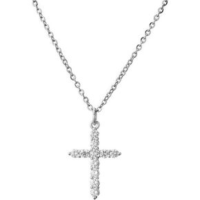 COLORFUL BLING Dainty Cubic Zircon Cross Necklace Choker Faith Crucifix Sideways Pendant Necklace for Women Girls Teens Gold Silver Cross Jewelry