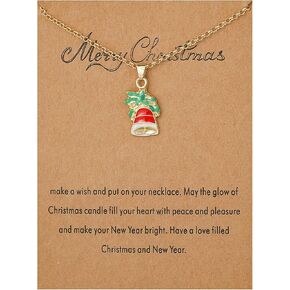 COLORFUL BLING Christmas Necklace with Message Wish Card Christmas Tree Santa Claus Snowflake Pendant Necklace for Women Girls Thanksgiving Xmas Party Gifts