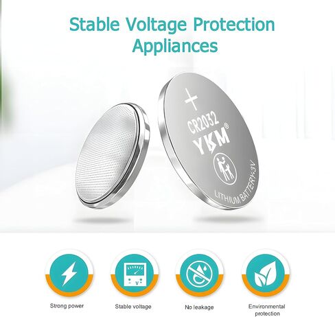 YKM 40PCS CR2032 Batteries ECR2032 BR2032 DL2032 LM2032 3-Volt Lithium Coin Battery for Watch Garage Door 0pener Remote Scale Small Batteries CR 2032 in Saudi Arabia