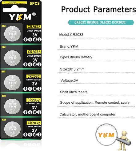 YKM 40PCS CR2032 Batteries ECR2032 BR2032 DL2032 LM2032 3-Volt Lithium Coin Battery for Watch Garage Door 0pener Remote Scale Small Batteries CR 2032 in Saudi Arabia