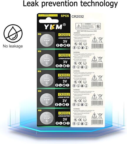 YKM 40PCS CR2032 Batteries ECR2032 BR2032 DL2032 LM2032 3-Volt Lithium Coin Battery for Watch Garage Door 0pener Remote Scale Small Batteries CR 2032 in Saudi Arabia