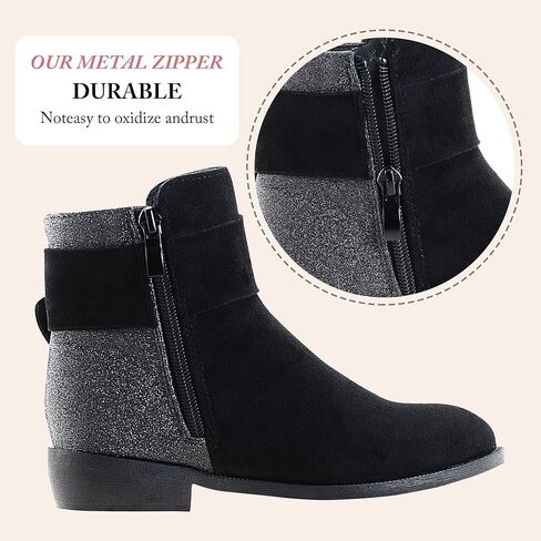 أحذية LseLom للفتيات للكاحل بكعب منخفض وسحاب جانبي للخريف والشتاء للأطفال الصغار/الأطفال الكبار in Kuwait