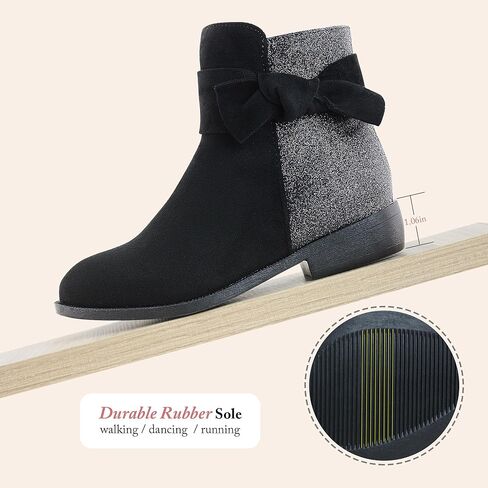 أحذية LseLom للفتيات للكاحل بكعب منخفض وسحاب جانبي للخريف والشتاء للأطفال الصغار/الأطفال الكبار in Kuwait