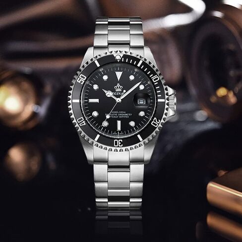 FANMIS Mens Luxury Watches Rotatable Bezel Sapphire Glass Luminous Hand Quartz Silver Tone Stainless Steel Watch in Saudi Arabia