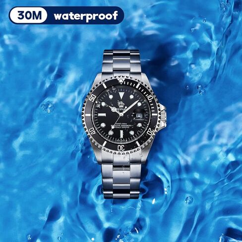 FANMIS Mens Luxury Watches Rotatable Bezel Sapphire Glass Luminous Hand Quartz Silver Tone Stainless Steel Watch in Saudi Arabia