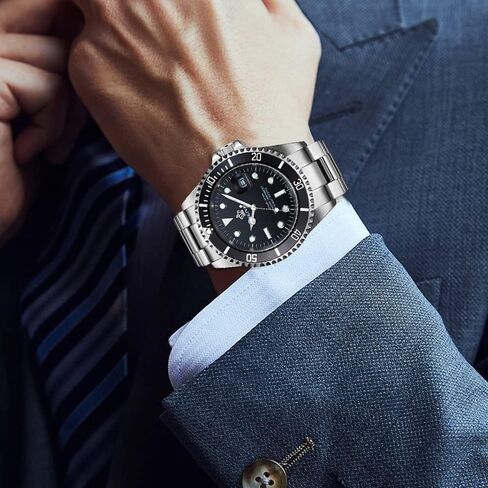 FANMIS Mens Luxury Watches Rotatable Bezel Sapphire Glass Luminous Hand Quartz Silver Tone Stainless Steel Watch in Saudi Arabia