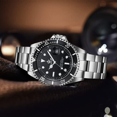 FANMIS Mens Luxury Watches Rotatable Bezel Sapphire Glass Luminous Hand Quartz Silver Tone Stainless Steel Watch in Saudi Arabia