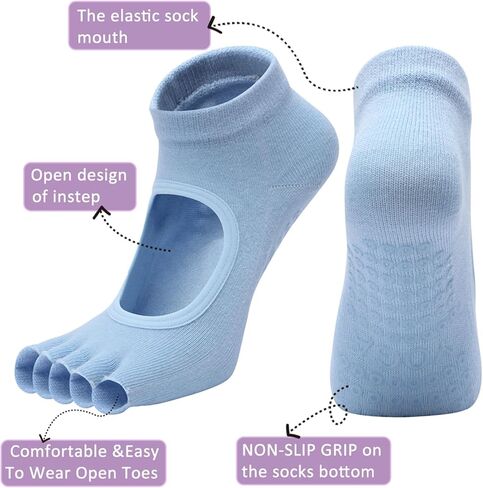 جوارب يوجا بدون أكمام للنساء، جوارب بيلاتيس مع مقابض قطنية غير قابلة للانزلاق، جوارب مفتوحة من الأمام لرقصة الباليه بيلاتيس بيور باري in Kuwait
