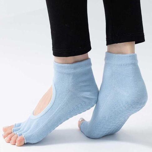 جوارب يوجا بدون أكمام للنساء، جوارب بيلاتيس مع مقابض قطنية غير قابلة للانزلاق، جوارب مفتوحة من الأمام لرقصة الباليه بيلاتيس بيور باري in Kuwait