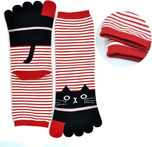 جوارب نسائية لأصابع القدم، جوارب قطنية بخمسة أصابع، جوارب لطيفة على شكل حيوانات، ملونة ومضحكة، كاجوال للسيدات in Kuwait