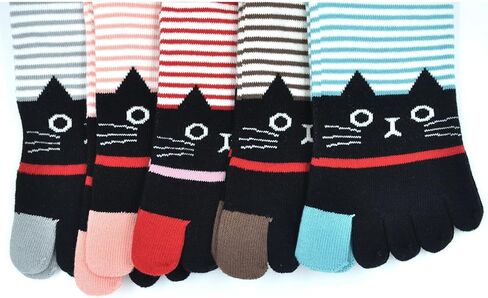 جوارب نسائية لأصابع القدم، جوارب قطنية بخمسة أصابع، جوارب لطيفة على شكل حيوانات، ملونة ومضحكة، كاجوال للسيدات in Kuwait