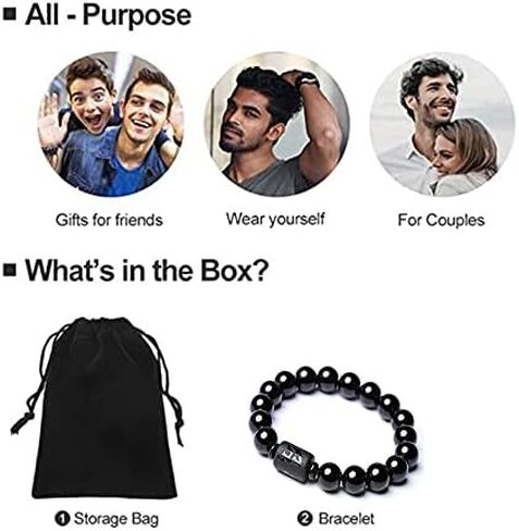 SX Commerce Natural Obsidian Stone Bead Bracelet Couple Men 10mm and Women 8mm Dragon and Phoenix Totem Jewelry in Kuwait