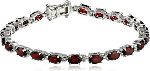 Amazon Collection 925 Sterling Silver Tennis Bracelet for Women with 6 x 4mm Oval Cut Garnet January Birthstones in Saudi Arabia