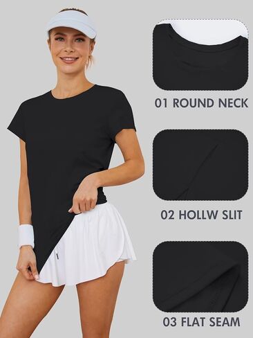 Rigolla Women Workout Shirts Short Sleeve Athletic Running Gym Tee Shirts Yoga Top Split Back in Kuwait