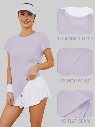 Rigolla Women Workout Shirts Short Sleeve Athletic Running Gym Tee Shirts Yoga Top Split Back in Kuwait