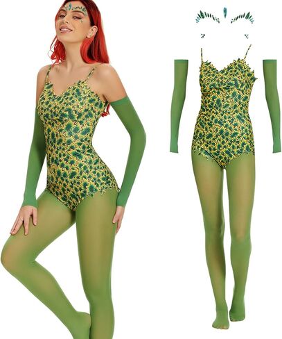 ATAMET Women's Poisonous Villain Costume Plants Vines Pattern Full Outfit Bodysuit Cosplay Corset Fancy for Halloween in Saudi Arabia
