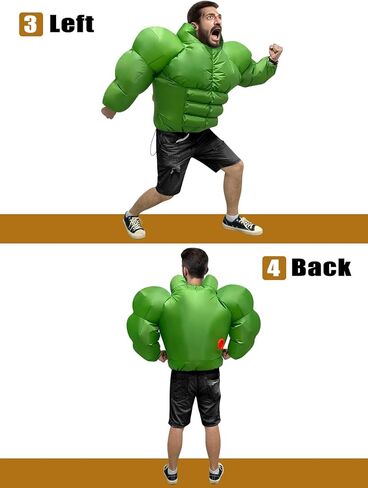 Lorvain Halloween Inflatable Costume for Adult, Halloween Costume for Men Blow Up Costume Inflatable Muscle Costume for Halloween Party Indoor Outdoor Adult Holiday Decoration, Green in Kuwait