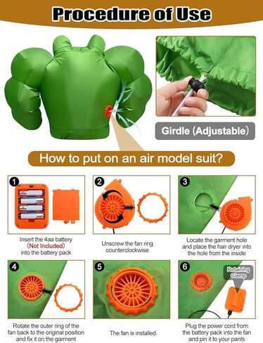 Lorvain Halloween Inflatable Costume for Adult, Halloween Costume for Men Blow Up Costume Inflatable Muscle Costume for Halloween Party Indoor Outdoor Adult Holiday Decoration, Green in Kuwait