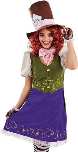 زي Fun Shack Hatter التنكري للنساء في الهالوين، أزياء شخصية الكتاب للبالغين - S M L in Kuwait