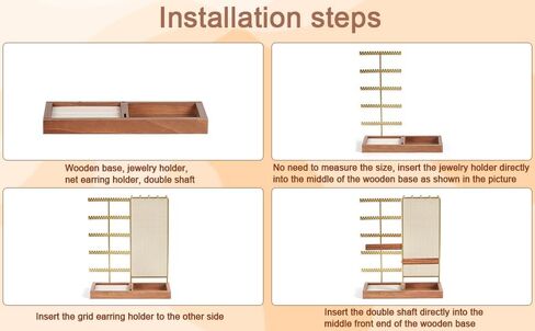 دمكفلاي حامل منظم مجوهرات قابل للازالة، حامل عقد من 7 طبقات مع شبكة تنظيم الاقراط، منظم حامل مجوهرات على شكل شجرة مع 80 فتحة وقضيب يدوي خشبي للاساور والساعات والخواتم، ذهبي in Kuwait