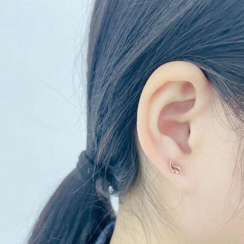 Tiny Dinosaur Stud Earrings S925 Sterling Silver Minimalist Mini Animal Statement Earring Studs Cartilage Tragus Piercing Jewelry Gifts for Women Little Girls Sensitive Ears in Kuwait
