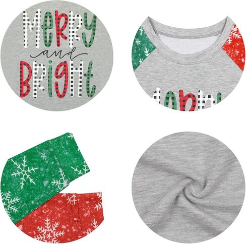 عيد الميلاد البلوز المرأة مرح ومشرق طباعة طويلة الأكمام قميص عيد ميلاد سعيد Crewneck البلوز الأعلى in Kuwait