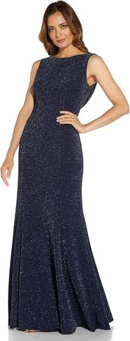Adrianna Papell Women's Metallic Knit Cowl Back Gown in Saudi Arabia