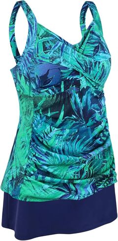 JINXUEER Women’s Plus Size Swimwear Floral Tankini Set Ruched Modest Two Piece Skirt Swimsuit in Saudi Arabia