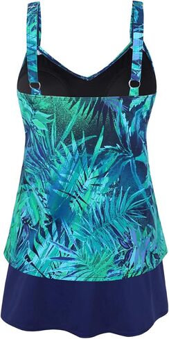JINXUEER Women’s Plus Size Swimwear Floral Tankini Set Ruched Modest Two Piece Skirt Swimsuit in Saudi Arabia