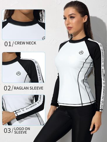 ATTRACO Rash Guard للنساء قمصان سباحة مطبوعة بأكمام طويلة Rashguard UPF 50 in Kuwait