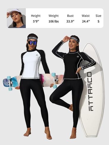 ATTRACO Rash Guard للنساء قمصان سباحة مطبوعة بأكمام طويلة Rashguard UPF 50 in Kuwait