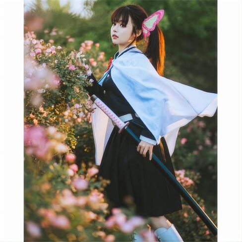 UZAIN Womens Cosplay Costume Anime Kamado Tsuyuri Shinobu Mitsuri Cosplay Kimono Outfit Dress Full Set with Bamboo in Kuwait