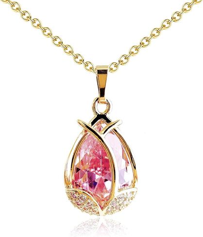 TIMIYES Gold Dainty Pendant Necklace 18K Gold Plated Tulip Crystal Necklace for Women Girl Gifts Jewelry in Saudi Arabia