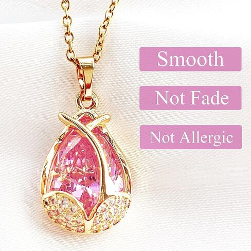 TIMIYES Gold Dainty Pendant Necklace 18K Gold Plated Tulip Crystal Necklace for Women Girl Gifts Jewelry in Saudi Arabia