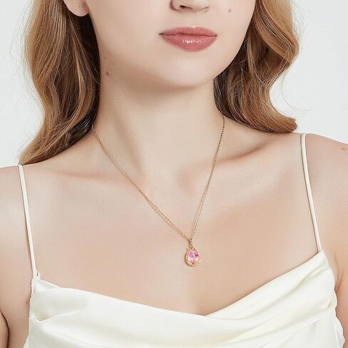 TIMIYES Gold Dainty Pendant Necklace 18K Gold Plated Tulip Crystal Necklace for Women Girl Gifts Jewelry in Saudi Arabia