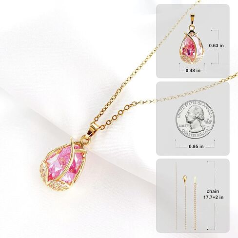 TIMIYES Gold Dainty Pendant Necklace 18K Gold Plated Tulip Crystal Necklace for Women Girl Gifts Jewelry in Saudi Arabia